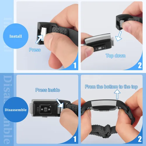 Vista 3 de TumpCez Bandas elásticas compatibles con Fitbit Charge 2, correa de repuesto ajustable elástica de nailon suave Solo Loop para Fitbit Charge 2