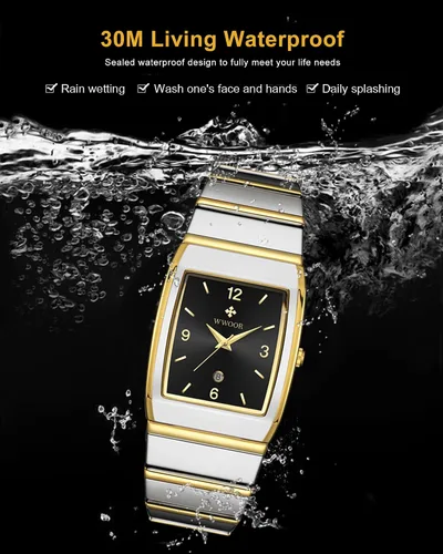 Vista 4 de WWOOR Relojes cuadrados para hombres y mujeres, reloj cuadrado de acero inoxidable para hombre con fecha, reloj casual con fecha cuadrada
