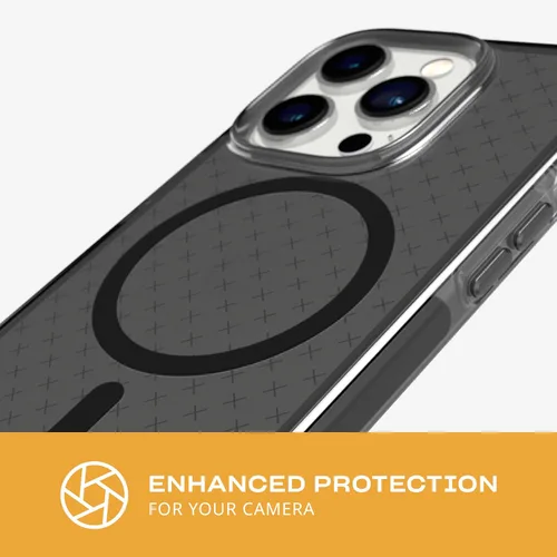 Vista 6 de tech21 iPhone 14 Pro Evo Check compatible con MagSafe® - Funda protectora de teléfono delgada y absorbente de golpes con protección FlexShock Negro