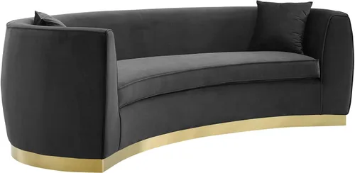 Vista 2 de Modway EEI-3408-BLK Resolute - Sofá de terciopelo curvado, color negro