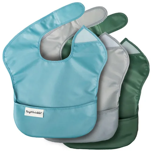 Vista 18 de Tiny Twinkle Baberos Antiderrame para Comer para Bebé Baberos Impermeables y Limpiables para Niños Pequeños con Bolsillo de Recolección Baberos