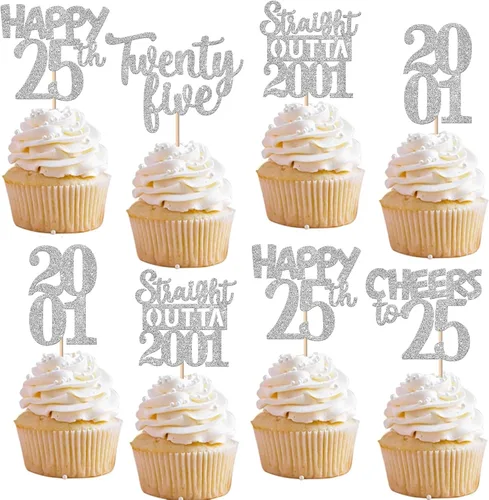 Vista 134 de 30 piezas negras para cupcakes de 10.º cumpleaños con purpurina Ten Happy 10 Straight Outta 2016 para saludos a 10 años 10 cumpleaños, boda Negro