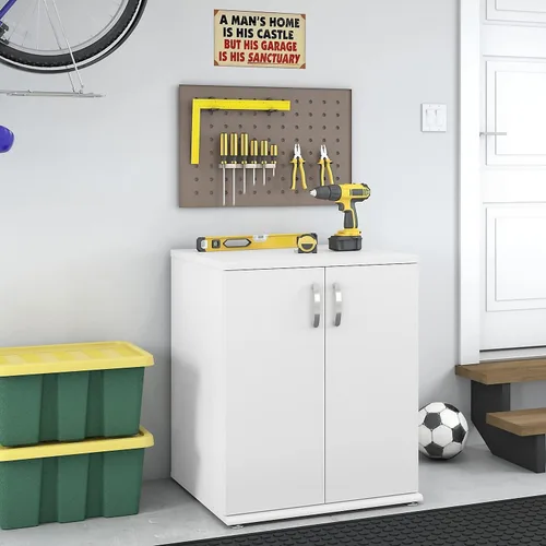 Vista 9 de Bush Business Furniture - Armario universal de almacenamiento de piso con puertas y estantes en blanco, unidad de almacenamiento vertical de oficina