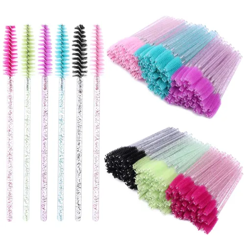 Vista 8 de Tbestmax 100 cepillos desechables para pestañas, varitas de rímel para extensión de pestañas de ojos, cejas y maquillaje, color rosa