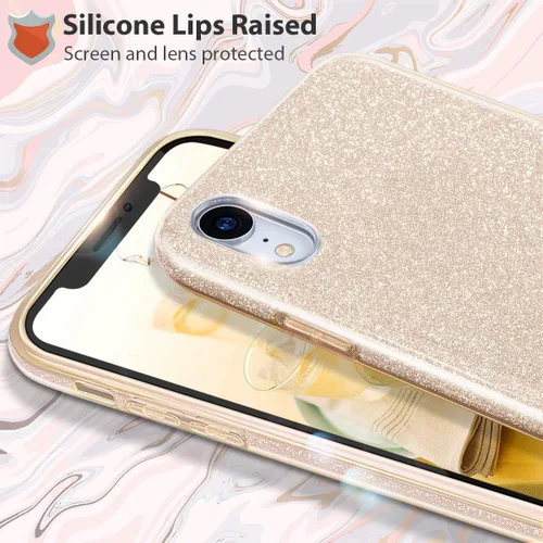 Vista 2 de MATEPROX Compatible con iPhone XR, funda protectora Bling Sparkle Cute Girls Women para teléfono XR de 6.1 pulgadas (dorado)