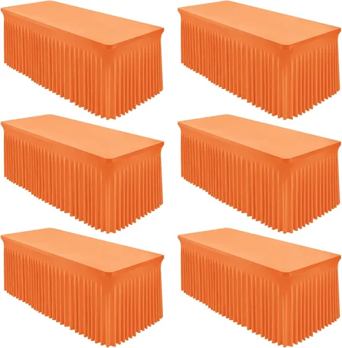 Vista 11 de Paquete de 2 manteles color azul bebé para mesa rectangular de 4 pies, manteles de elastano elásticos de 4 pies, falda blanca rectangular para baby
