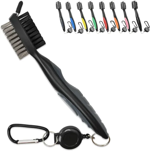 Vista 13 de Mile High Life Cepillo para palos de golf, limpiador de ranuras con cable de extensión retráctil de 2 pies y mosquetón de aluminio, accesorios