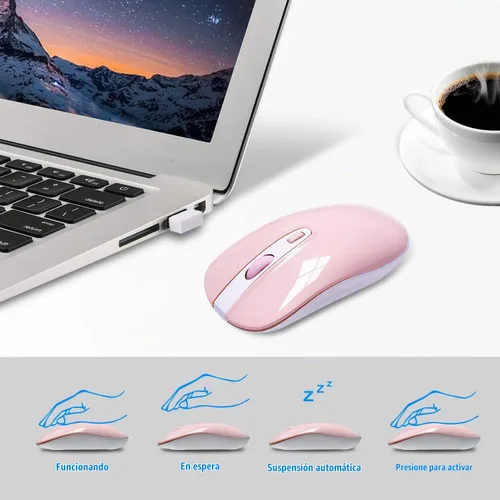Vista 4 de Cimetech - Juego de teclado y mouse inalámbricos compacto de tamaño completo 2.4G, diseño ultradelgado y elegante para Windows, computadora Rosa