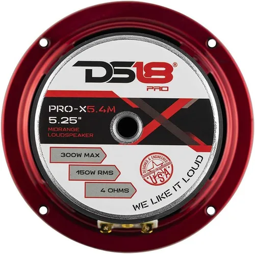 Vista 7 de DS18 PRO-X5.4M - Altavoz de 5.25 pulgadas, rango medio, bala de aluminio roja, 300 W máximo, 150 W RMS, 4 ohmios, altavoces de puerta de audio