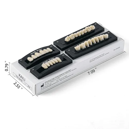 Vista 8 de JMU 28 unids/set Dentales de resina acrílica dentales Dentadura Dientes Sombra A1 T6 resina sintética dientes falsos