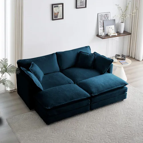 Vista 10 de WILLIAMSPACE Sofá individual de 41 pulgadas con otomana móvil, sillón tapizado moderno con 1 almohada, silla decorativa para sala de estar, sofá