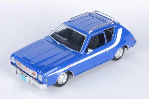 Vista 5 de Motormax 1974 AMC Gremlin X 1:24 Modelo fundido a presión Forgotten Classics Series 79045 Azul