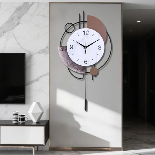 Vista 15 de Dankeit Reloj de pared decorativo de cuarzo silencioso con péndulo, grande para sala de estar, cocina, baño, dormitorio, 13 x 21.65 pulgadas (beige)