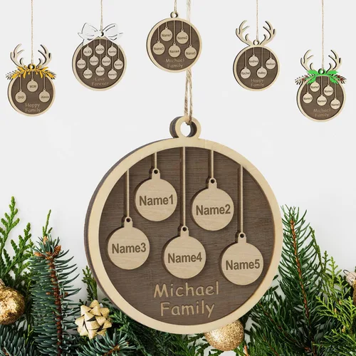 Vista 15 de Adornos de Navidad personalizados familiares de 1, 2, 3, 4, 5, 6, 7, 8, 9, 10, adornos de madera personalizados, decoraciones de Navidad, regalos