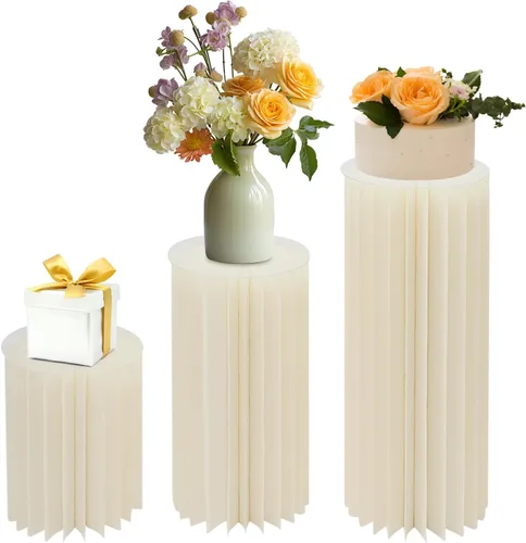 Vista 11 de 10 piezas de centros de mesa de boda jarrones de cartón, H: 7.9 "xDia: 11.8" Plegable Cartón Centro de mesa Exhibición de Jarrón de flores alto 10