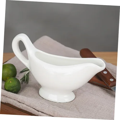 Vista 7 de Taza de cerámica para salsa de leche con mango ergonómico para aderezos de ensalada, mantequilla caliente de miel