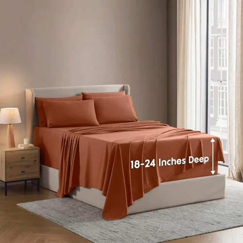 Vista 10 de Nestl - Juego de sábanas de bolsillo extraprofundo y de microfibra suave, 7 piezas, sábanas y fundas de almohada resistentes a la decoloración