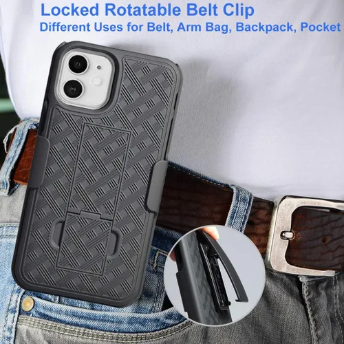 Vista 4 de Ailiber Funda con clip para cinturón para iPhone 11, protector de pantalla