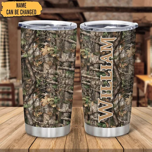 Vista 2 de Hyturtle Regalos de Caza Personalizados Para Hombres - Vaso Térmico de Caza de Camuflaje de 20 Oz Taza de Café de Viaje de Acero Inoxidable - Regalo