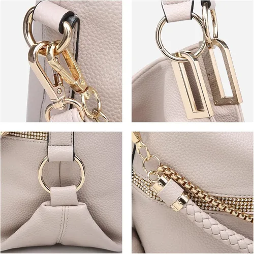 Vista 5 de Dasein Purses for Women Vegan Leather Handbags Rhinestones Hobo Bags Tote Purse Shoulder Bag Ladies Handbag