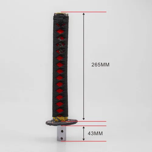 Vista 3 de Katana - Pomo de palanca de cambios de espada samurái, ajuste universal, 10.433 in, longitud negra y roja, para la mayoría de los autos