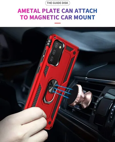 Vista 6 de Funda para Samsung A02S, con protector de pantalla, grado militar, 16 pies, probada contra caídas con soporte magnético, funda protectora