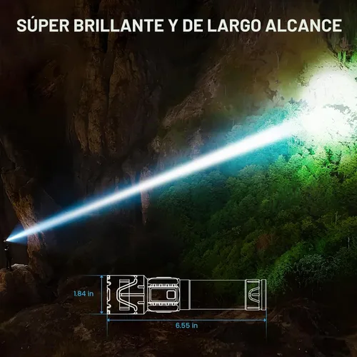 Vista 2 de Linternas recargables Banral de alto lúmen - súper brillante linterna táctica LED, potente linterna impermeable de mano USB C para camping Dorado
