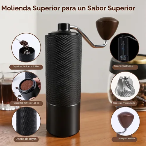 Vista 7 de Molinillo de café manual, molino de café portátil de mano - Capacidad