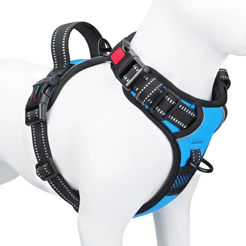 Vista 8 de PHOEPET Arnés para perro sin tirones, chaleco reflectante ajustable con asa de entrenamiento, bolsillo para identificación con nombre, 2 ganchos