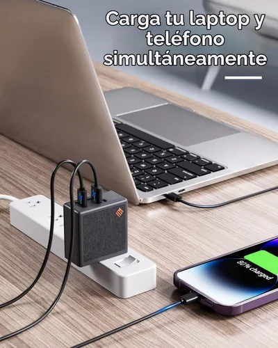Vista 3 de Cargador de computadora portátil de 65 W, 45 W: adaptador de CA USB C GAN – Mini enchufe de pared plegable para Lenovo, Dell, Chromebook, iPhone