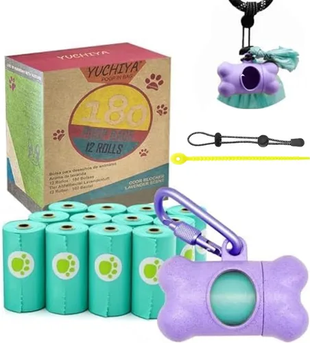 Vista 26 de Dispensador de bolsas de recogida de caca de perro con 1 rollo de color aleatorio, bolsas de residuos para perros a prueba de fugas y perfumadas