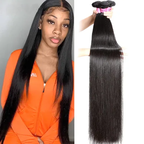 Vista 11 de Cabello 7 a malayo liso, 4 paquetes sin procesar, vírgenes, extensiones de pelo, cabello humano con longitudes mixtas, 100% cabello humano