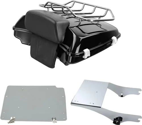 Vista 17 de Paquete de maquinilla de afeitar de 5.5 pulgadas y estante de montaje negro para Harley Tour Pack Pak Touring 97-08 Road King Road Glide Street
