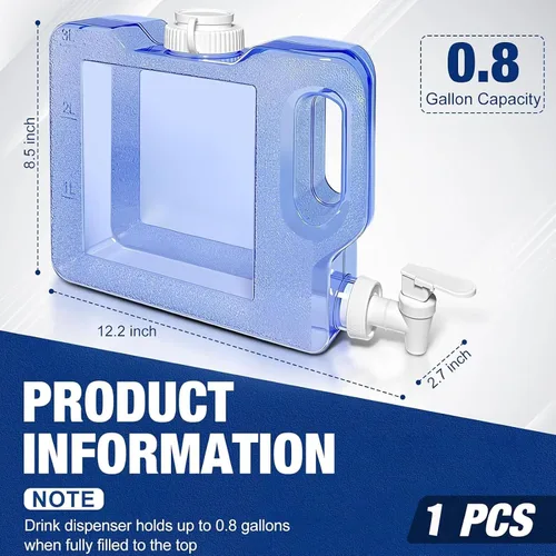 Vista 2 de Botella dispensadora de agua para nevera con espita a prueba de fugas y mango práctico, dispensador de bebidas de plástico reutilizable, jarra
