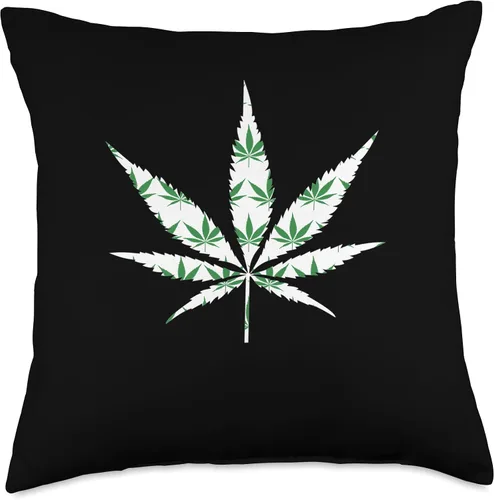 Vista 5 de 420 Marihuana Blatt Cannabis Kiffer Hanf Weed Grass Cannabis Lovers - Almohada de hoja de cáñamo, 16 x 16 pulgadas, multicolor