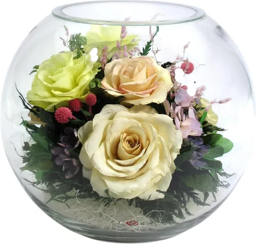 Vista 10 de Fiora Flower Rosas preservadas y arreglo floral en jarrón de vidrio sellado Dura hasta 5 años Regalo elegante para bodas, cumpleaños y Brisa
