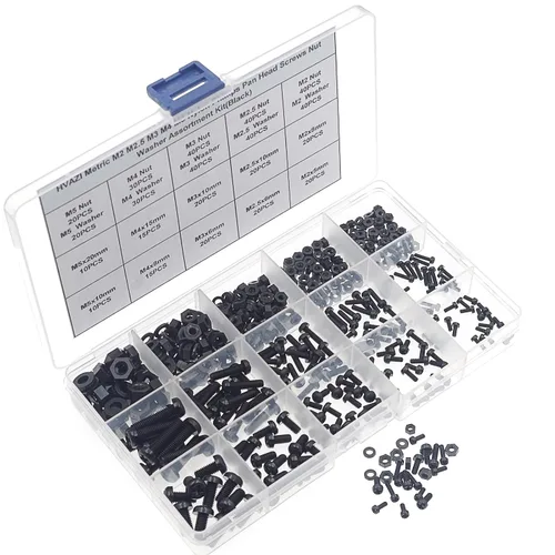 Vista 6 de Juego surtido de tornillos métricos M2 M2.5 M3 M4 M5 de nylon Phillips de cabeza plana (negro) Metric M2 M2.5 M3 M4 M5 Tornillos de cabeza