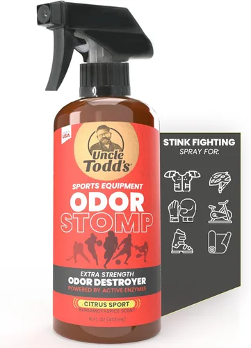 Vista 8 de Uncle Todd's Odor Stomp - Spray eliminador de olores para equipo deportivo, desodorante enzimático extra fuerte para fútbol, hockey, bolsas