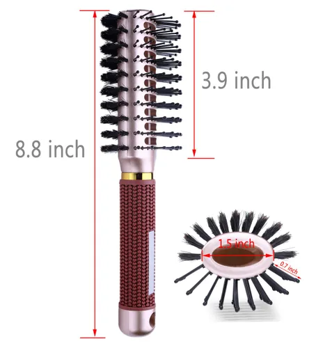 Vista 2 de PERFEHAIR Cepillo de pelo ovalado para secar con soplado, jabalí de doble cara y cepillo de cerdas de nailon para cabello de longitud media y corta
