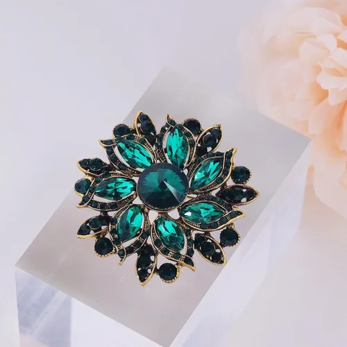 Vista 2 de LAXPICOL Broche de flores elegantes de cristal austriaco vintage para mujer