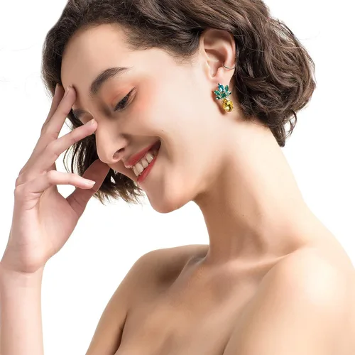 Vista 2 de Holylove - Aretes de piña para mujeres, adolescentes y niñas, 1 par, Vidrio