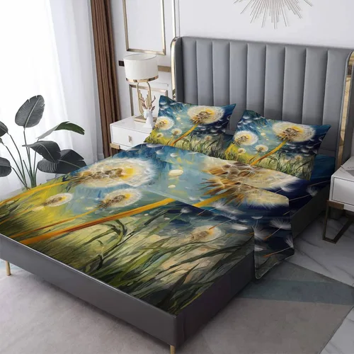 Vista 10 de Juego de sábanas abstractas tamaño individual, sábanas de microfibra suave, bolsillo profundo, sábanas y fundas de almohada estampadas sin arrugas