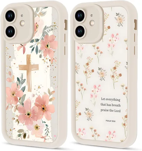 Vista 94 de Paquete de 2 fundas protectoras para iPhone 8 Plus/7 Plus de 5.5 pulgadas con collage de versículos bíblicos de Jesús para mujeres y niñas, diseño