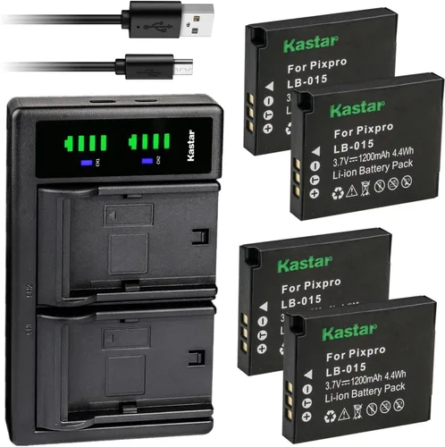 Vista 6 de Kastar Cargador de batería USB LTD2 compatible con batería recargable de iones de litio Kokad LB-015 y cámara digital Kokad PIXPRO WPZ2, cámara