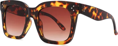 Vista 15 de Bouryo Gafas de sol cuadradas retro de gran tamaño para mujer, lentes planas, lentes degradadas, UV400