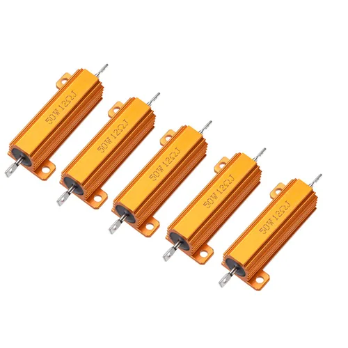 Vista 8 de 5pcs 50W 1 OHM aluminio alojado alambre herido resistencia tono oro