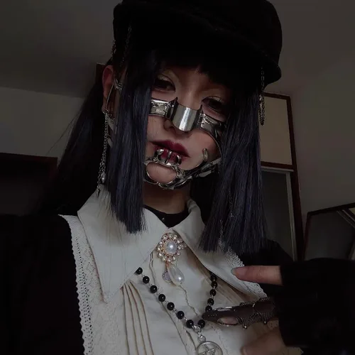Vista 7 de Máscara mecánica punk para mujeres y hombres, Halloween, fiesta, baile de graduación, máscara de metal, máscara de cosplay, joyería de Halloween