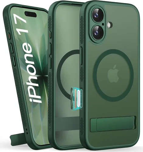 Vista 16 de BXYJY Funda magnética para iPhone Air con soporte, compatible con MagSafe, botón de control de cámara, protección completa de la lente, caída