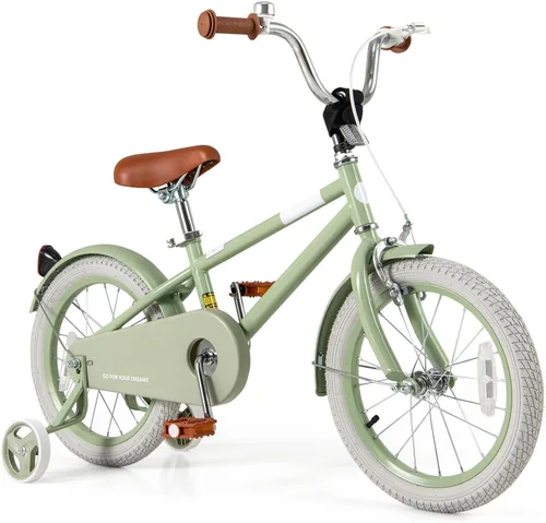 Vista 19 de BABY JOY Bicicleta infantil de macarones coloridos, de 12, 14, 16 y 18 pulgadas, bicicleta deportiva para niños con ruedas de entrenamiento