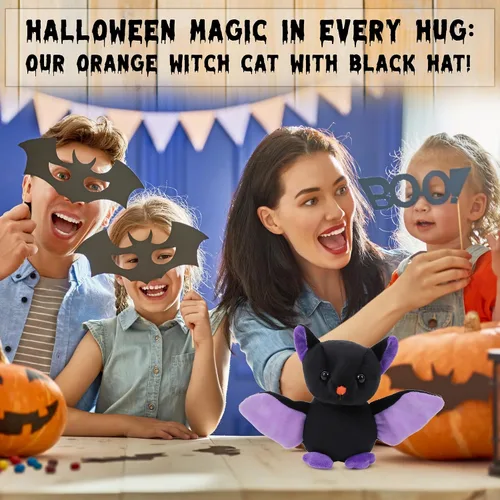 Vista 4 de Animal de peluche espeluznante de murciélago de Halloween, adorable juguete de peluche de murciélago lindo y espeluznante, decoración perfecta